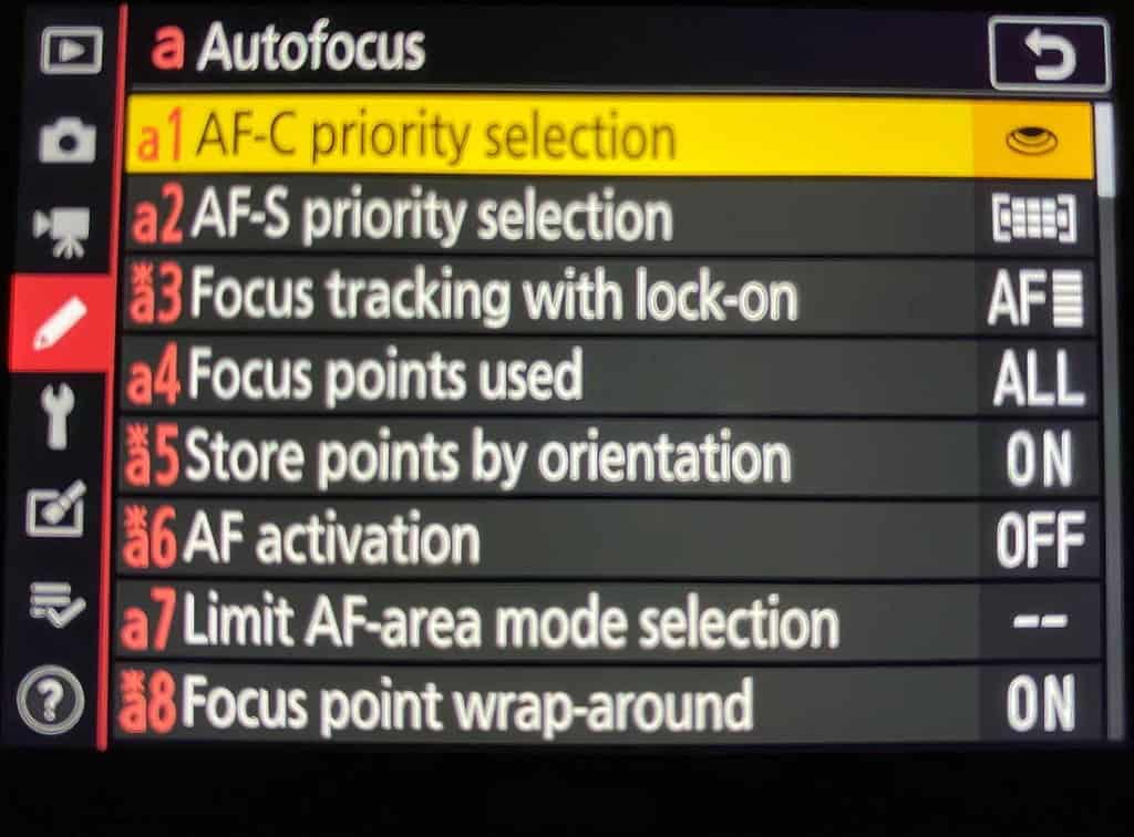 Nikon Custom Setting Autofocus