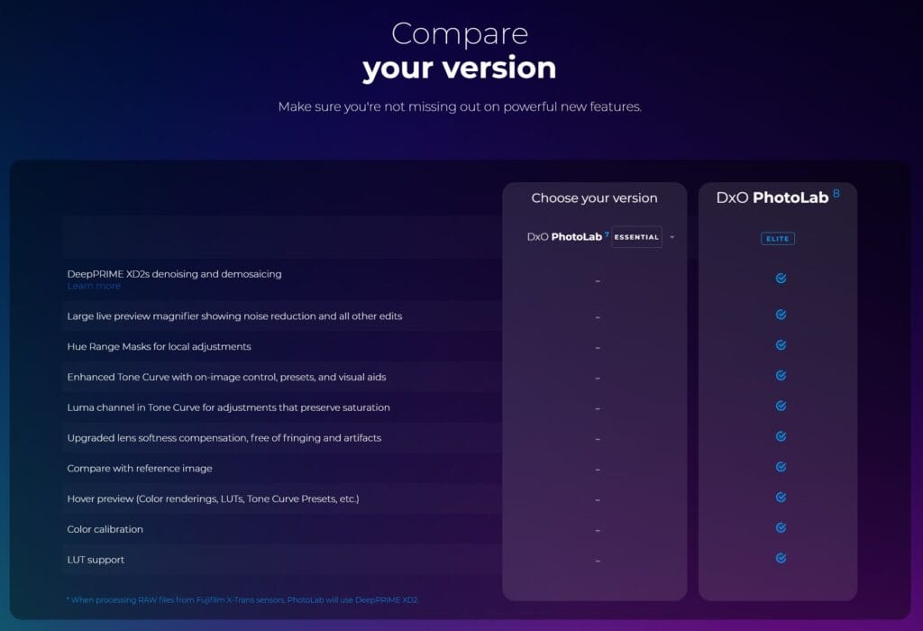 DxO PhotoLab v7 vs v8