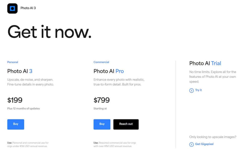 Topaz Labs Photo AI 3 Pricing