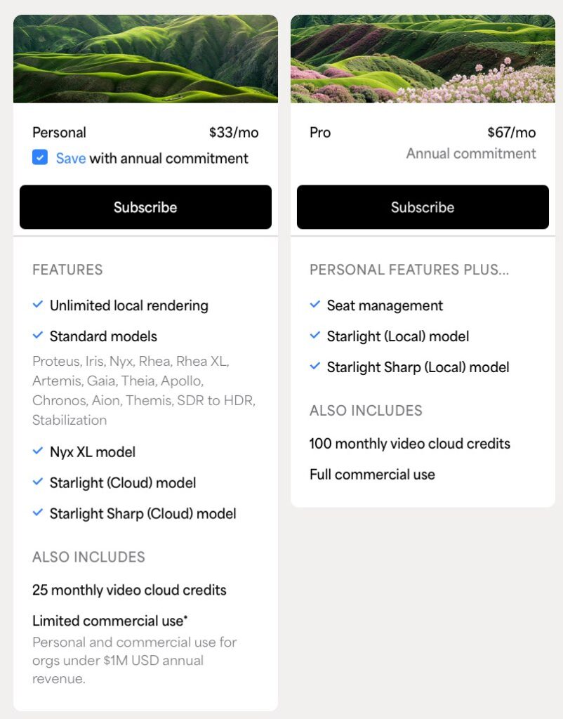 Topaz Video Pricing
