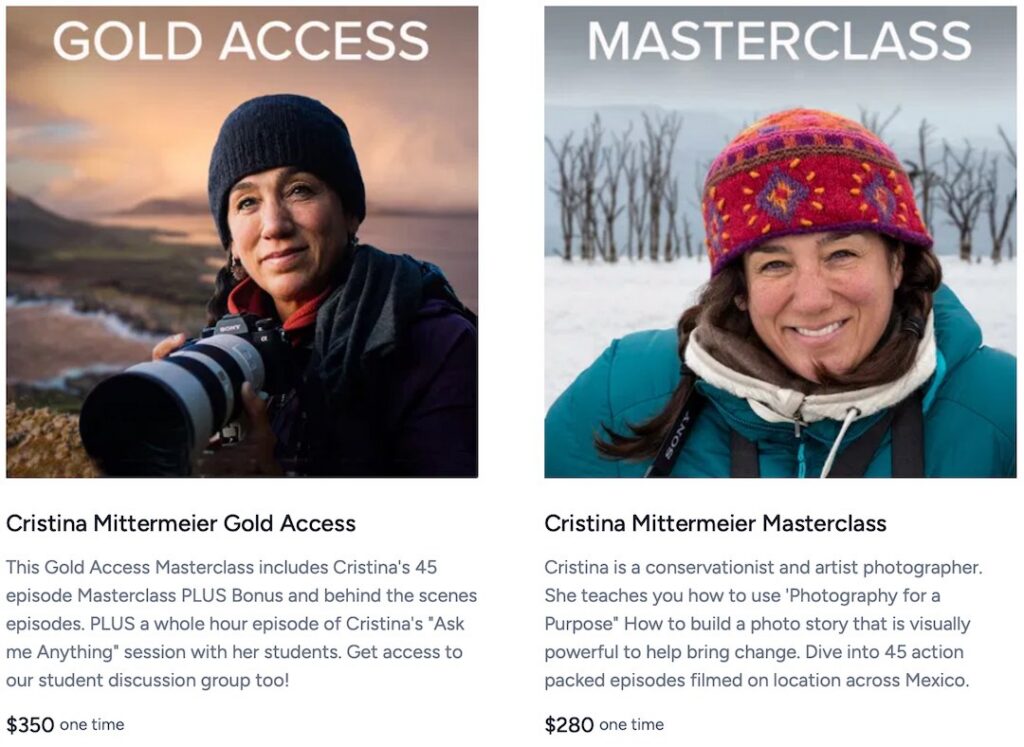 Cristina Mittermeier Course Pricing